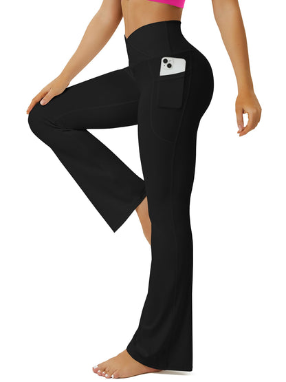 FOHOFO Yoga Pants Women, Flare Leggings for Women with Pockets Crossover High Waisted Bootcut Yoga Pants