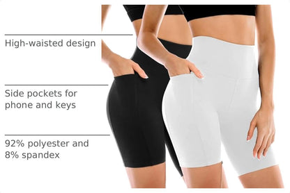 Leafigure 2 Pack Womens Biker Shorts with Pockets 6"