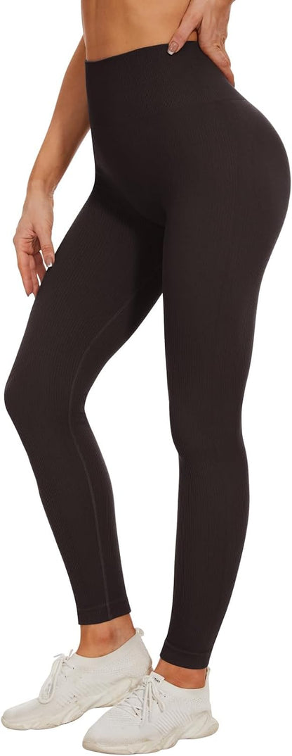 TNNZEET High Waisted Leggings for Women - No See Through Tummy Novelty Workout Yoga Pants with Pockets Reg & Plus