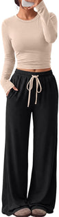 Trendy Queen Women's 2 Piece 2026 Fall Fashion Lounge Set with Pockets