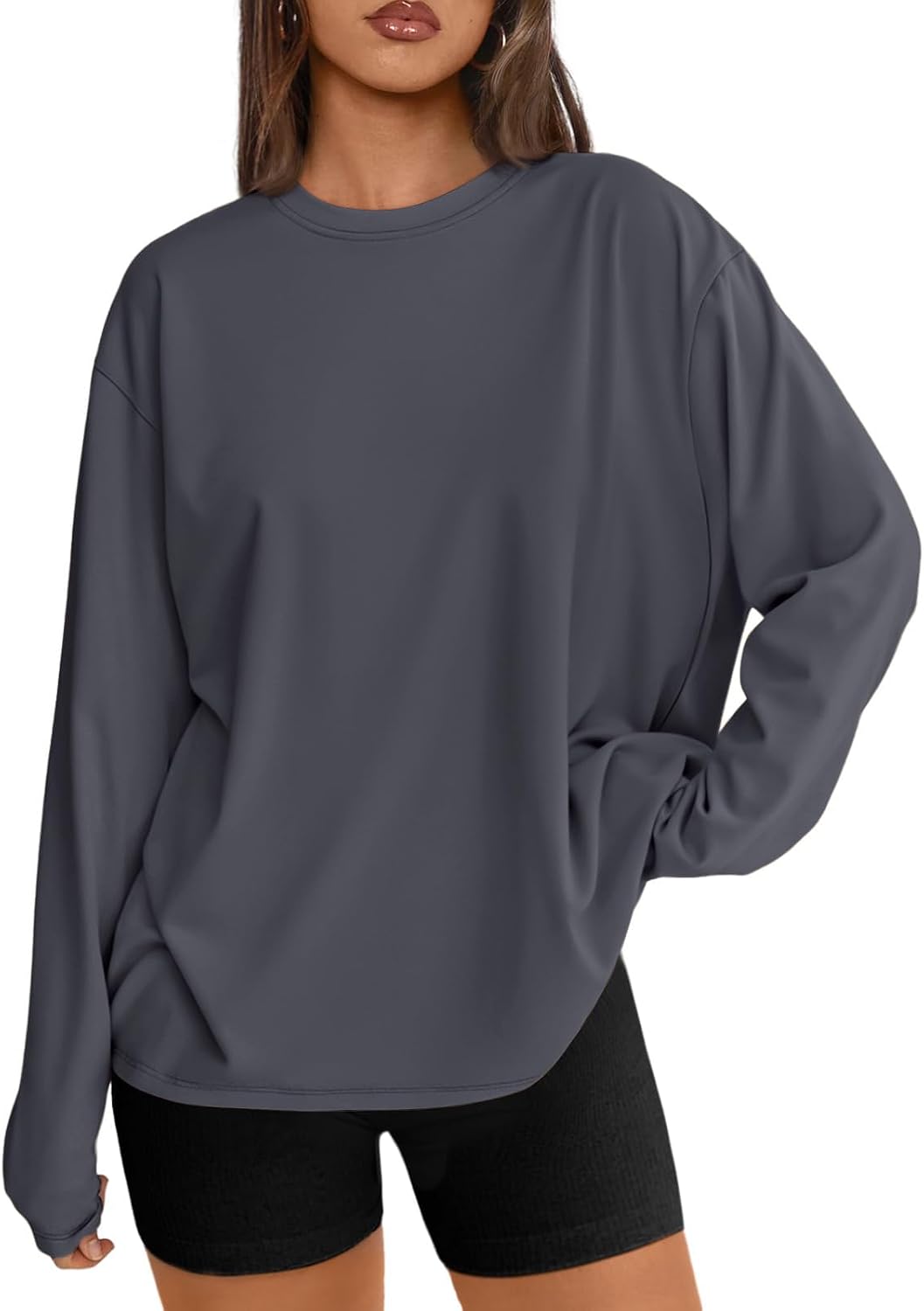 Trendy Queen Womens Oversized Long Sleeve Shirts Fall Tops 2026 Basic Tees