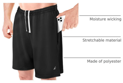 Breathable Mesh Mens Athletic Shorts Loose-Fit Quick Dry Running Gym Shorts