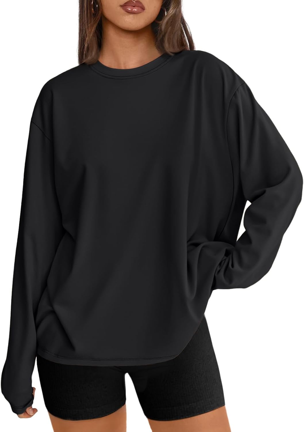 Trendy Queen Womens Oversized Long Sleeve Shirts Fall Tops 2026 Basic Tees