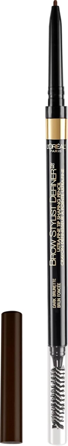 L'Oreal Paris Makeup Brow Stylist Definer Waterproof Eyebrow Pencil, Ultra-Fine Mechanical Pencil, Draws Tiny Brow Hairs and Fills in Sparse Areas and Gaps, Brunette, 0.003 Ounce (Pack of 2)