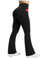 Womens Flared Yoga Pants with Pockets, High Waisted Flare Leggings Bell Bottom Bootcut Yoga Dress Pants