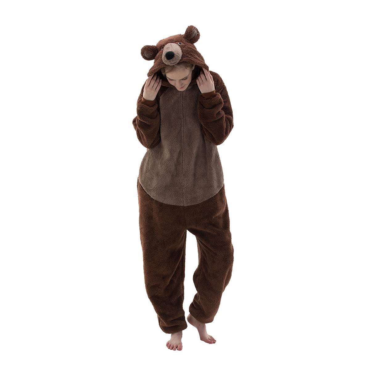 COSUSKET Snug Fit Unisex Adult Onesie Pajamas, Flannel Cosplay Animal One Piece Halloween Costume Sleepwear Homewear