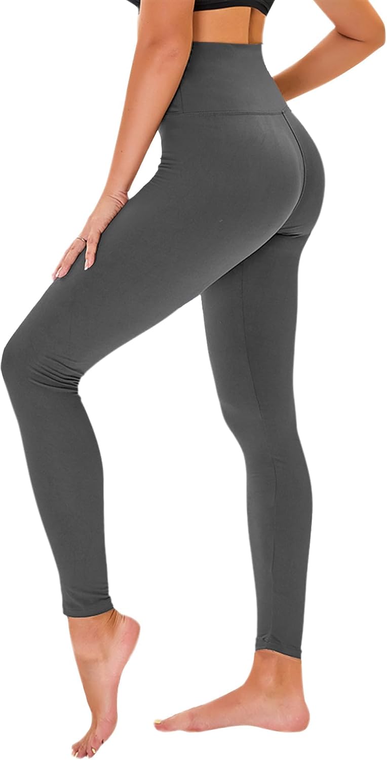 TNNZEET High Waisted Leggings for Women - No See Through Tummy Control Cycling Workout Yoga Pants with Pockets Reg & Plus