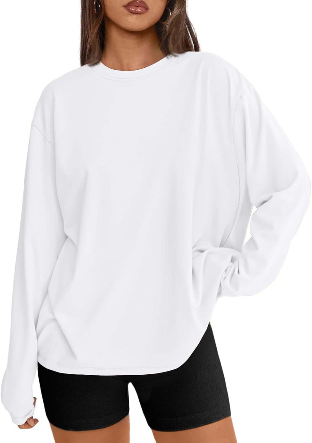 Trendy Queen Womens Oversized Long Sleeve Shirts Fall Tops 2026 Basic Tees