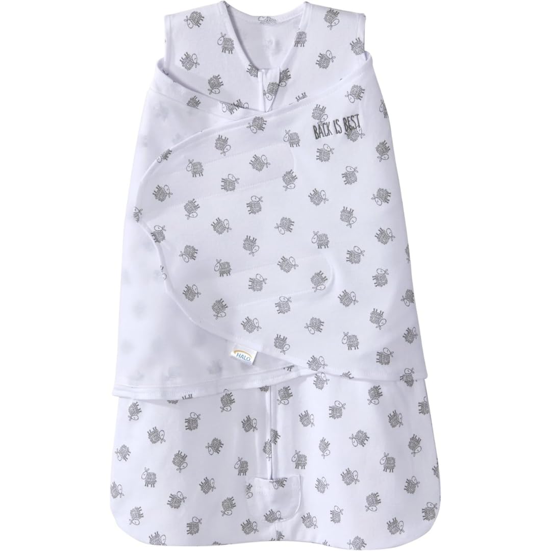 HALO 100% Cotton Sleepsack Swaddle, 3-Way Adjustable Wearable Blanket, TOG 1.5, Baby Blue, Newborn, 0-3 Months