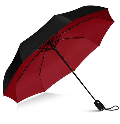 Windproof Travel Umbrella - Compact & Withstands Winds up to 100MPH, Strongest Premium Auto Folding Umbrella for Rain and Sun - Durable, Light & Portable for Women & Men, Fits Backpack & Cars