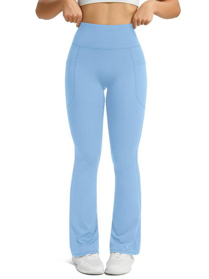 Womens Flared Yoga Pants with Pockets, High Waisted Flare Leggings Bell Bottom Bootcut Yoga Dress Pants