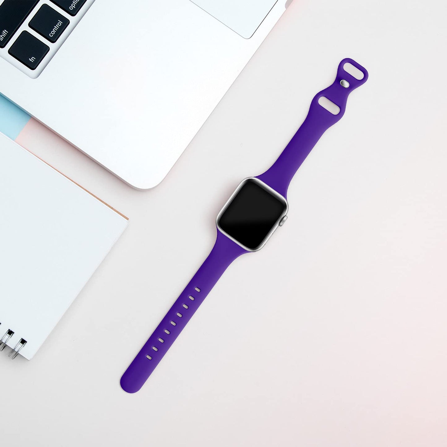 Thin Slim Band Compatible with Apple Watch 38mm 40mm 41mm 42mm 44mm 45mm 46mm 49mm, Replacement Silicone Sport Strap for iWatch Series 11/10/9/8/7/6/5/4/3/2/1 Ultra SE Women Men, Light Blush