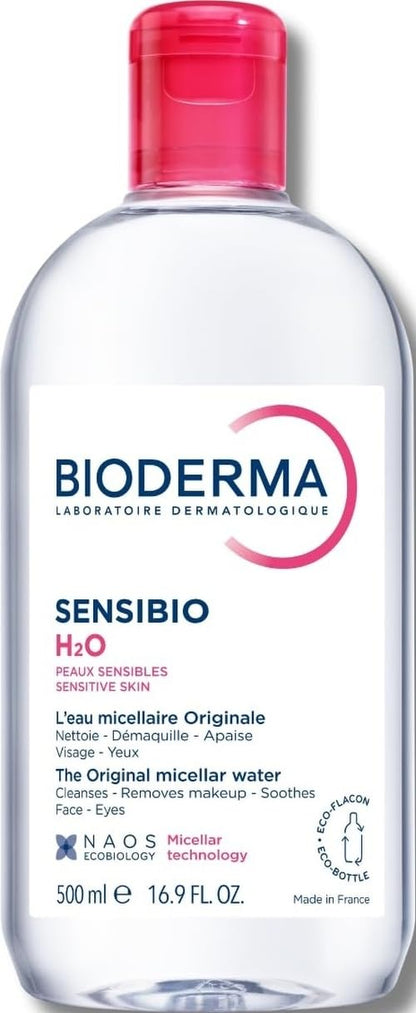 Bioderma - Sensibio - H2O Micellar Water - Makeup Remover Cleanser - Face Cleanser for Sensitive Skin