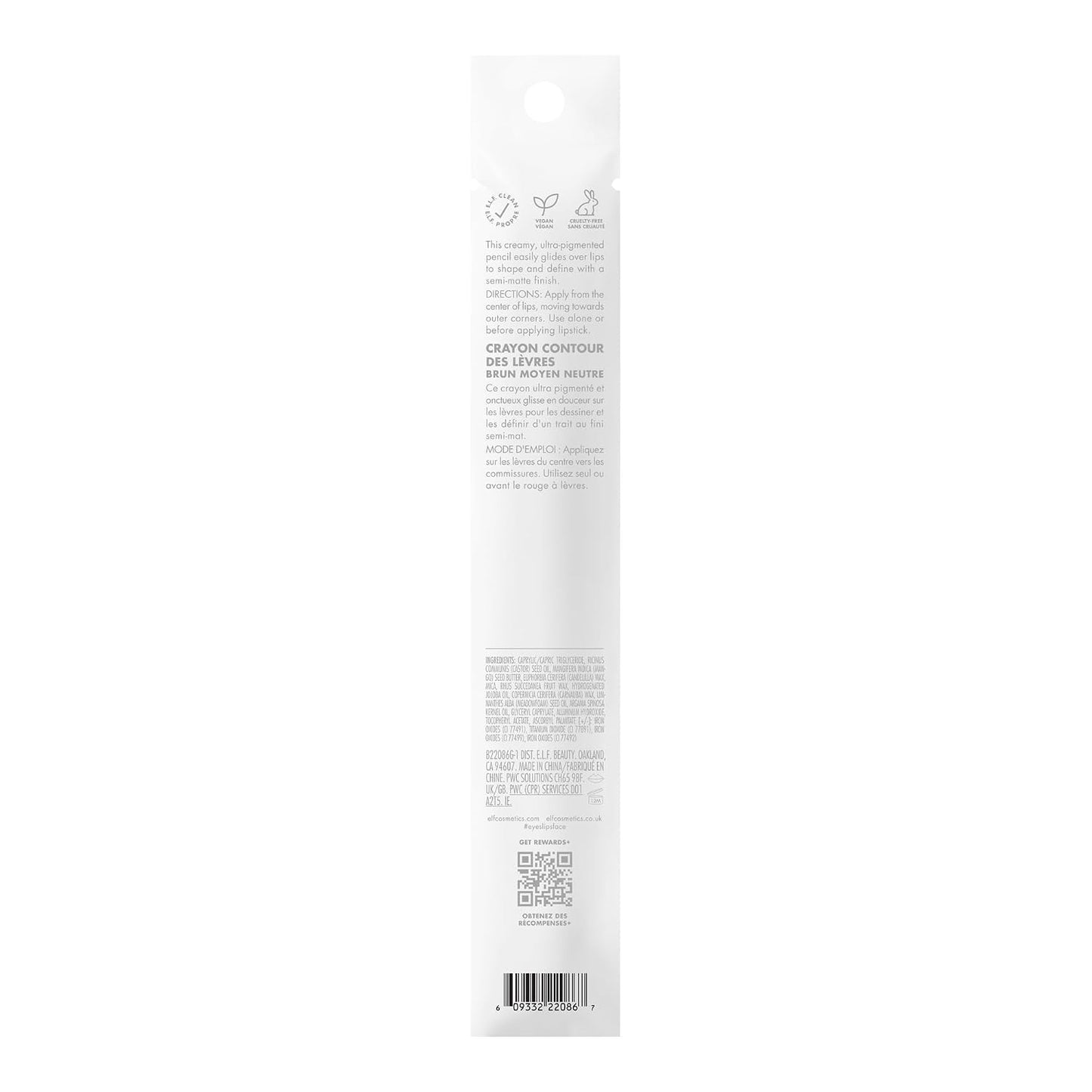 e.l.f. Cream Glide Lip Liner, Highly-Pigmented Pencil For Shaping & Sculpting Lips, Semi-Matte Finish, Vegan & Cruelty-Free