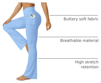 FOHOFO Yoga Pants Women, Flare Leggings for Women with Pockets Crossover High Waisted Bootcut Yoga Pants