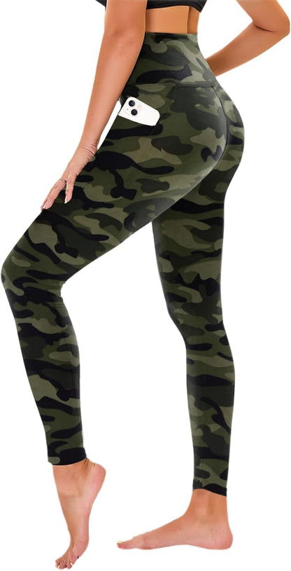 TNNZEET High Waisted Leggings for Women - No See Through Tummy Control Cycling Workout Yoga Pants with Pockets Reg & Plus