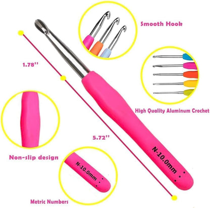 Yarniss Crochet Hooks,14 Size Ergonomic Crochet Hooks Set 2mm(B)-10mm(N)