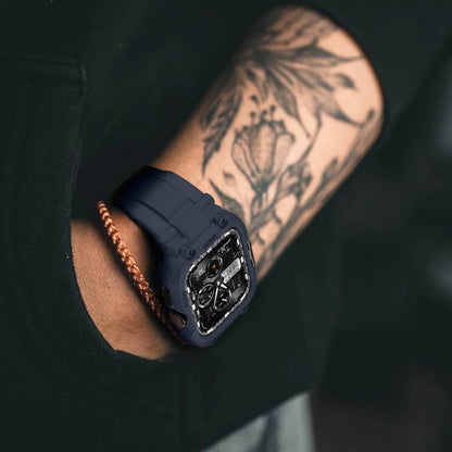 amBand Bands Compatible with Apple Watch 9/8/7/6/5/4 & SE 3/2/1 45mm/44mm Case for Men, M1 Sport Series Rugged Case Protective Cover for iWatch SE3/SE2/6/SE/5/4 44/45 mm Men Black