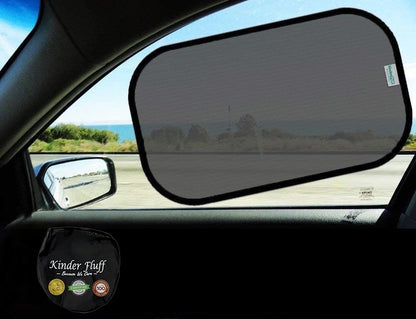 Car Window Shades - Certified 99.79% UVA & 99.95% UVB sun protection. Award winning car sun shade for side windows. 4 Pack (2 Transparency options) 20" x 12" -window shade for car baby by Kinder Fluff