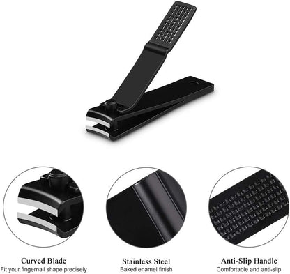 HAWATOUR Nail Clippers Set with Visibly Tin Case, Black