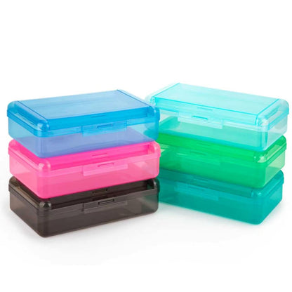 Double Layer Plastic Clear Hard Colored Pencil Box Case Pen Crayon Box