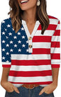 OFEEFAN Womens Tops 3/4 Sleeve Henley Shirts for Women Summer Outfits Fashion Clothing