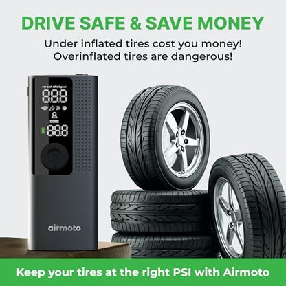 Airmoto Tire Inflator Portable Air Compressor for Cars, Bikes and Bicycles