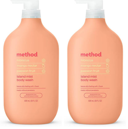 Method Body Wash, Island Mist-Leaves Skin Feeling Soft & Moisturized, Made Without Parabens, Notes of Hibiscus, Mango Nectar & Passion Fruit, 28 fl oz