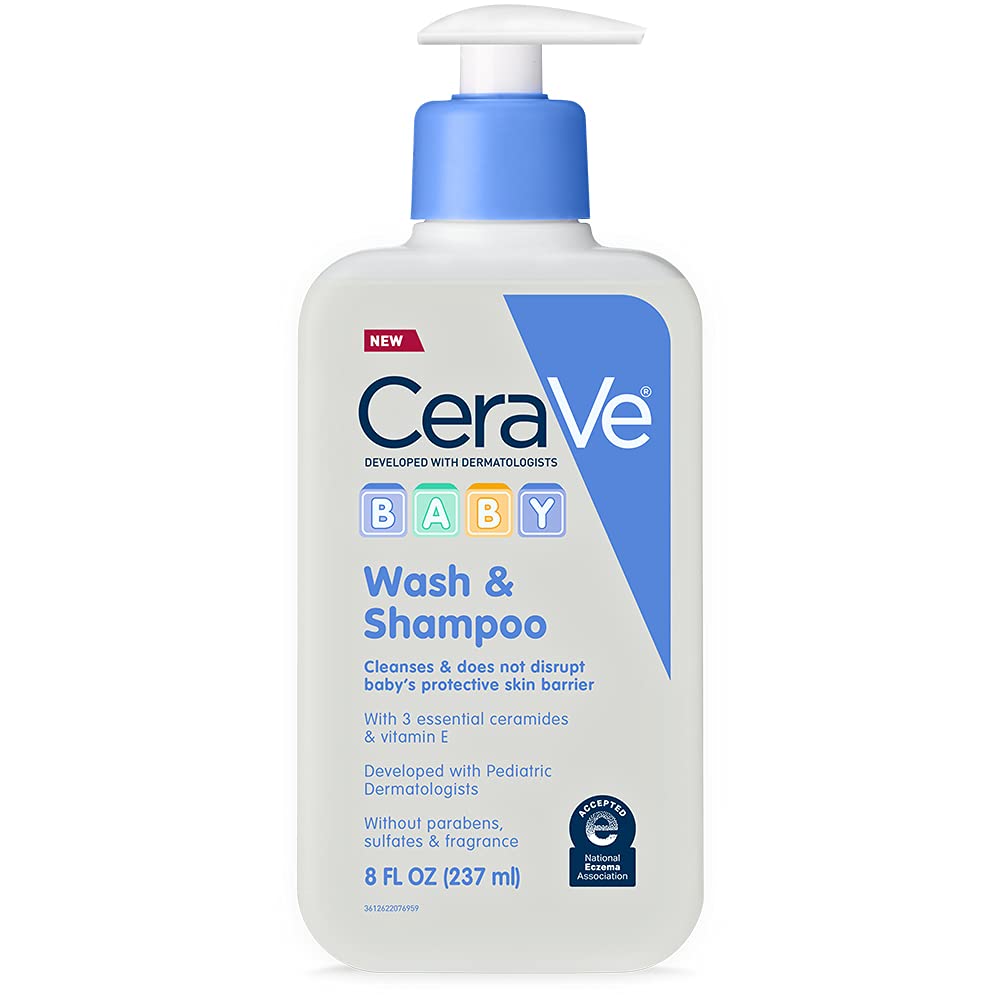 CeraVe Baby 2-in-1 Wash & Shampoo with Vitamin E for Hair & Skin, 16oz