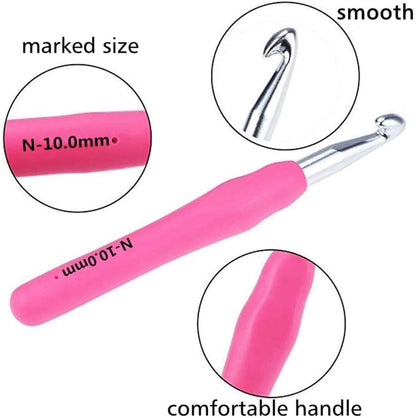 Yarniss Crochet Hooks,14 Size Ergonomic Crochet Hooks Set 2mm(B)-10mm(N)