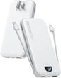 citicr Portable Charger 10000mAh PD20W w/Built-in Cables & Wall Plug White