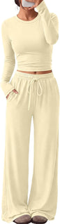 Trendy Queen Women's 2 Piece 2026 Fall Fashion Lounge Set with Pockets