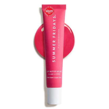 Summer Fridays Lip Butter Balm - Moisturizing Lip Gloss for Instant Shine + Sheer Color - With Nourishing Shea Butter - Everyday Makeup + Skin Care Summer Essentials - Vegan - Pink Sugar (.5 Oz)