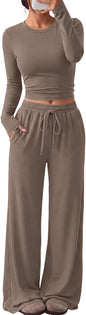 Trendy Queen Women's 2 Piece 2026 Fall Fashion Lounge Set with Pockets