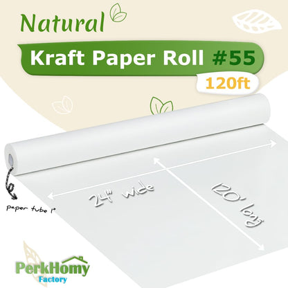 PerkHomy Brown Kraft Paper Roll 36" x 1,440" (120') for Craft Bulletin Board Paper Art Table Covering Crafting Gift Wrapping Bouquet Packing Parcel 70GSM 50LB (Brown, 36" x 120')