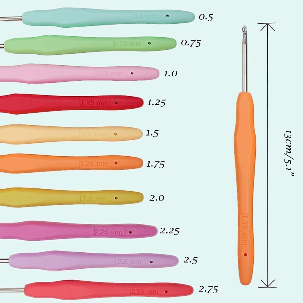 Yarniss Crochet Hooks,14 Size Ergonomic Crochet Hooks Set 2mm(B)-10mm(N)