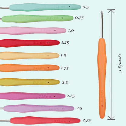 Yarniss Crochet Hooks,14 Size Ergonomic Crochet Hooks Set 2mm(B)-10mm(N)