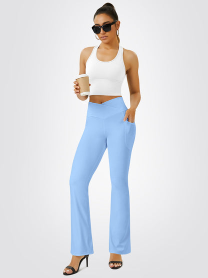 FOHOFO Yoga Pants Women, Flare Leggings for Women with Pockets Crossover High Waisted Bootcut Yoga Pants