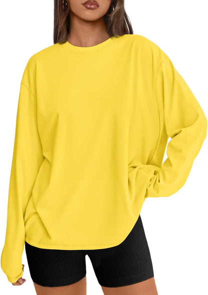 Trendy Queen Womens Oversized Long Sleeve Shirts Fall Tops 2026 Basic Tees