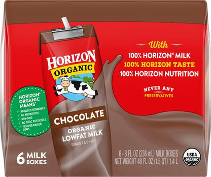 Horizon Organic Shelf Stable Whole Milk Boxes, Pack of 18-8g Protein per Serving