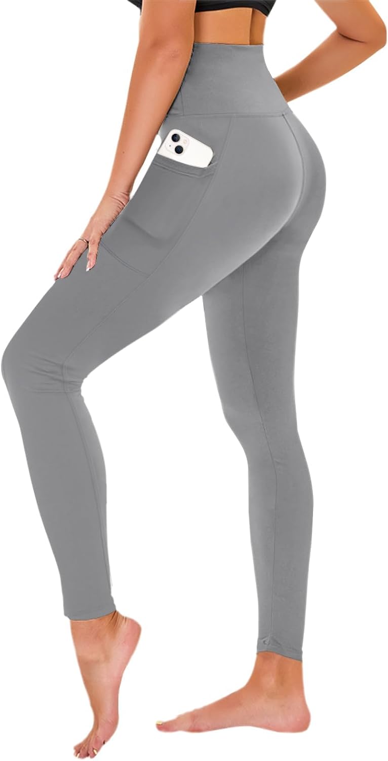 TNNZEET High Waisted Leggings for Women - No See Through Tummy Control Cycling Workout Yoga Pants with Pockets Reg & Plus