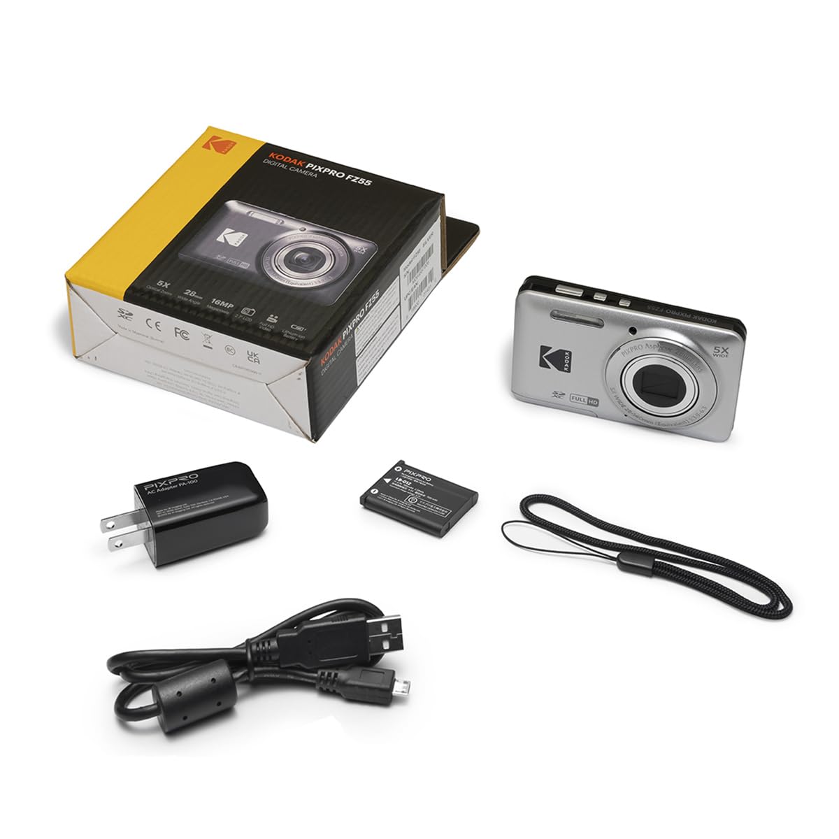 KODAK PIXPRO FZ55 16MP Compact Digital Camera, 5X Optical Zoom, Black