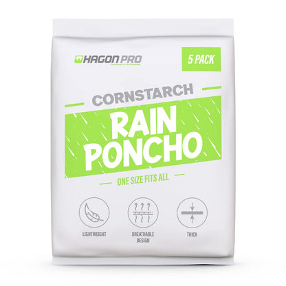 Hagon PRO Disposable Rain Ponchos for Adults (5 Pack)