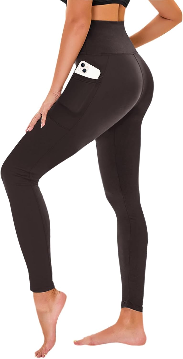 TNNZEET High Waisted Leggings for Women - No See Through Tummy Control Cycling Workout Yoga Pants with Pockets Reg & Plus