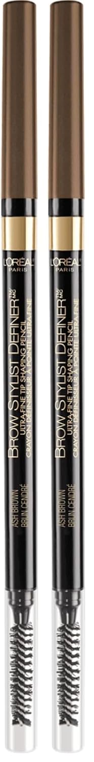 L'Oreal Paris Makeup Brow Stylist Definer Waterproof Eyebrow Pencil, Ultra-Fine Mechanical Pencil, Draws Tiny Brow Hairs and Fills in Sparse Areas and Gaps, Brunette, 0.003 Ounce (Pack of 2)