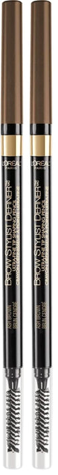 L'Oreal Paris Makeup Brow Stylist Definer Waterproof Eyebrow Pencil, Ultra-Fine Mechanical Pencil, Draws Tiny Brow Hairs and Fills in Sparse Areas and Gaps, Brunette, 0.003 Ounce (Pack of 2)