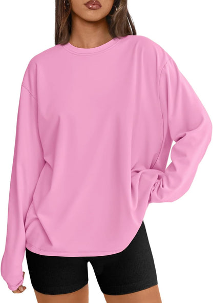 Trendy Queen Womens Oversized Long Sleeve Shirts Fall Tops 2026 Basic Tees