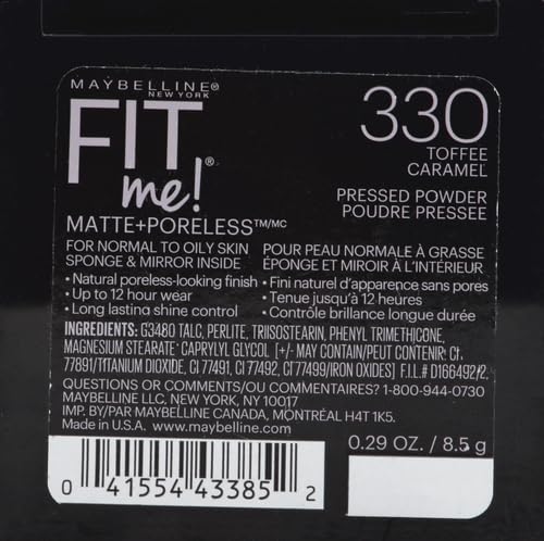 Maybelline Fit Me Matte + Poreless Pressed Face Powder Makeup & Setting Powder, Buff Beige, 1 Count