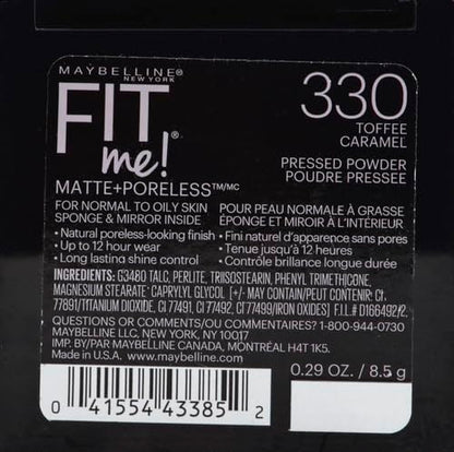 Maybelline Fit Me Matte + Poreless Pressed Face Powder Makeup & Setting Powder, Buff Beige, 1 Count