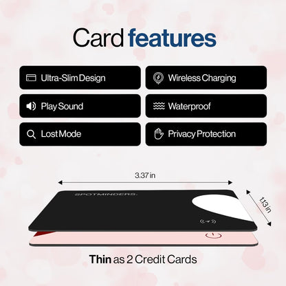 SPOTMINDERS Apple MFi Certified Wallet Tracking Card Black 4-Pack Travel Gifts for Him Works with Apple Find My Rechargeable Tracker IP68 Waterproof 0.07" Slim iPhone Item Finder for Luggage Passport